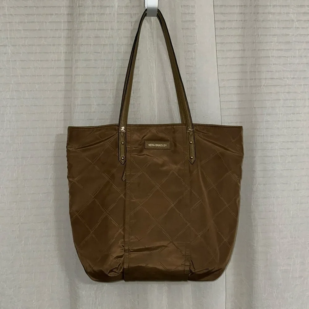 FREE w/bundle Vera Bradley Light Brown Tan Nylon Tote Faux Leather Combo